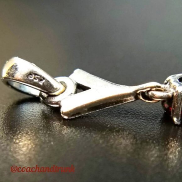 925 Sterling Silver Pear Cut Natural Garnet Balinese Style Accent Pendant NWT - Picture 2 of 5